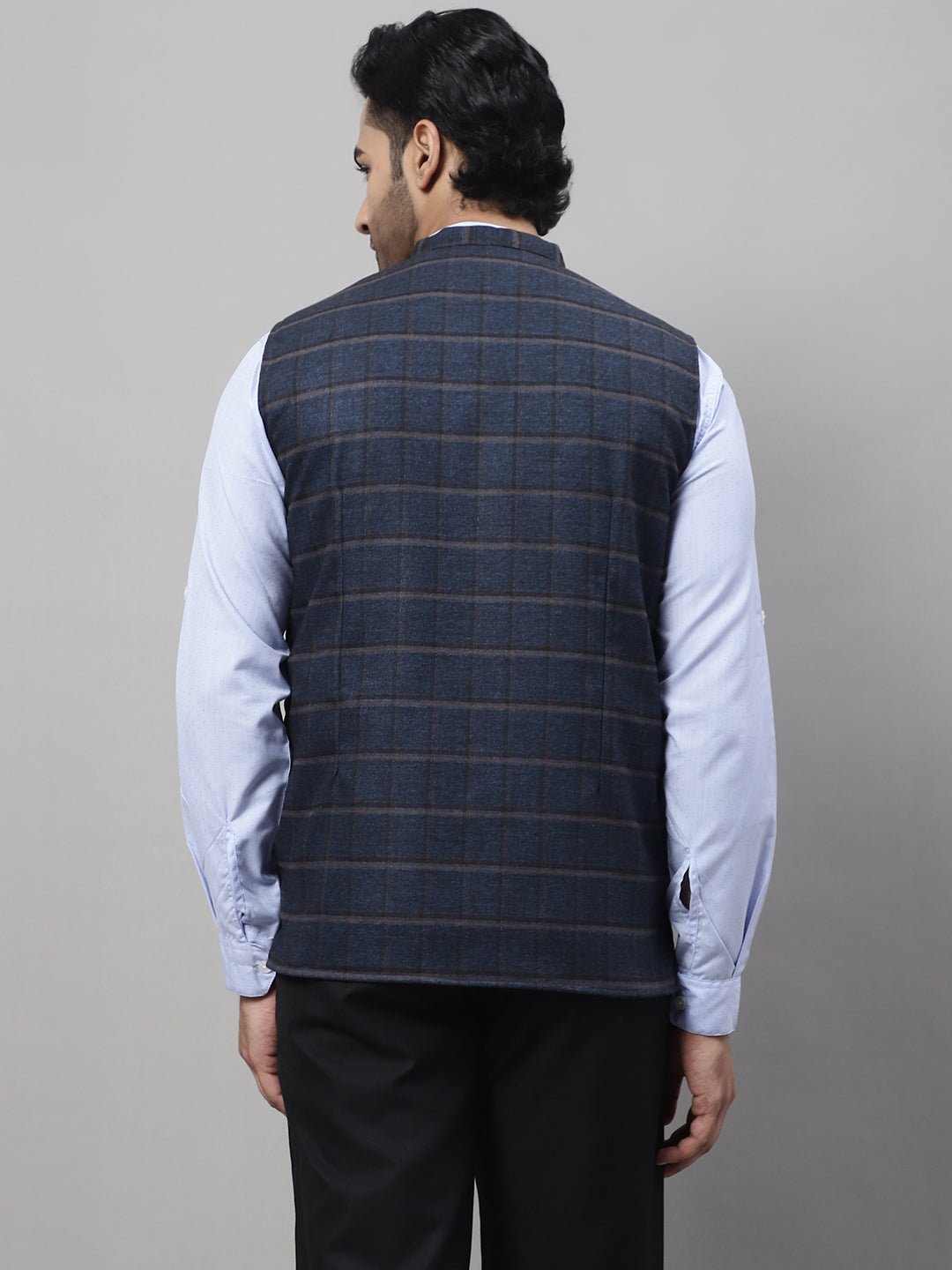 Even Apparels Men's Blue Nehru Jacket With Welt Pockets | Swadesiicart