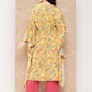 Ahalyaa Women Floral Printed Flared Sleeves Gotta Patti Floral Crepe Kaftan Kurta | Swadesiicart