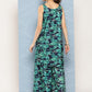 InWeave Women's Navy Green Big Leaf Print Crepe Kurta Set - Swadesiicart