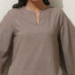 trueBrowns Grey Cotton Linen Kurta Pant Set | Swadesiicart