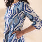 trueBrowns Blue Cotton Ikat Relaxed Co-ord Set - Swadesiicart