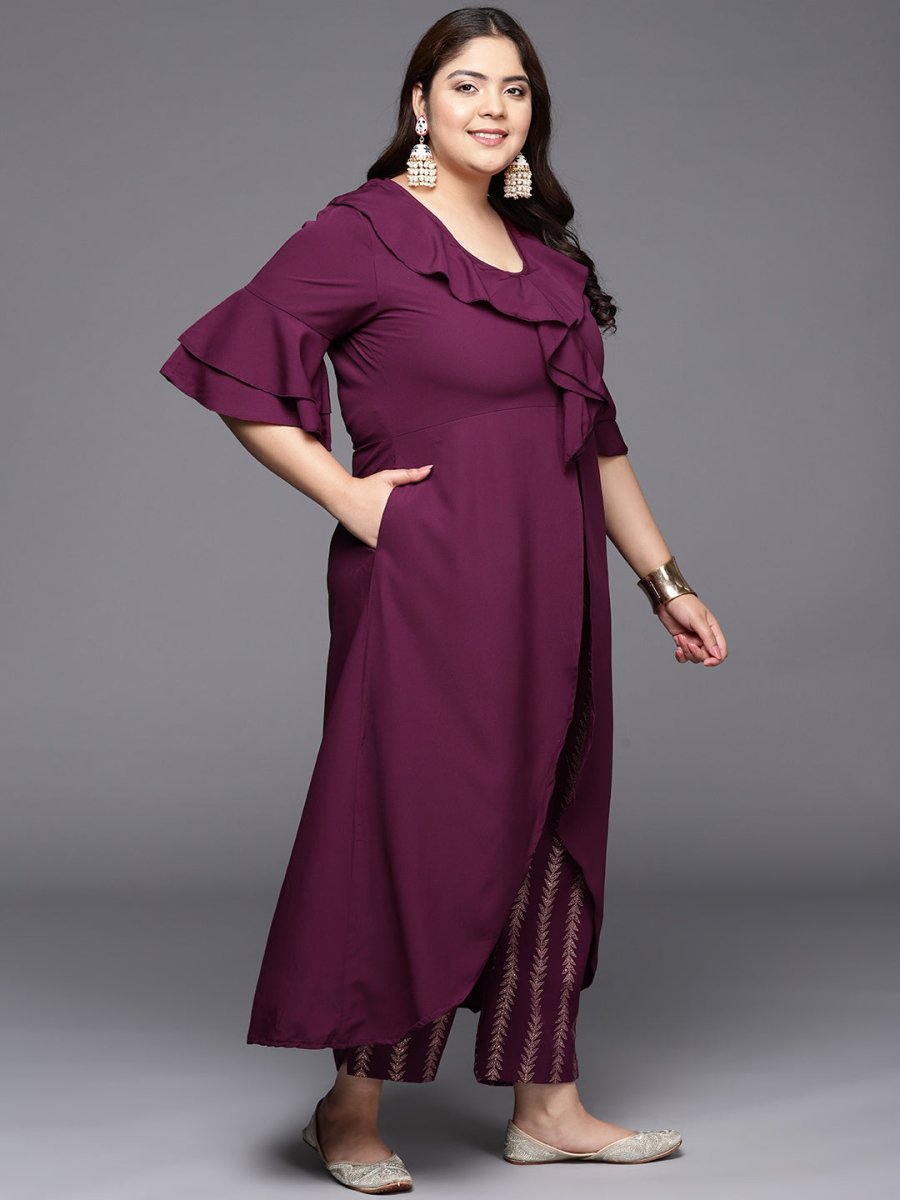Ahalyaa Women Plus Size Tunic with Trousers | Swadesiicart