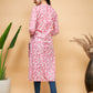 InWeave Women's Pink Foil White Print Angrakha Stright Kurta - Swadesiicart