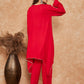 InWeave Women's Red Square Maroon Patch Work Assymentrical Kurta Set - Swadesiicart