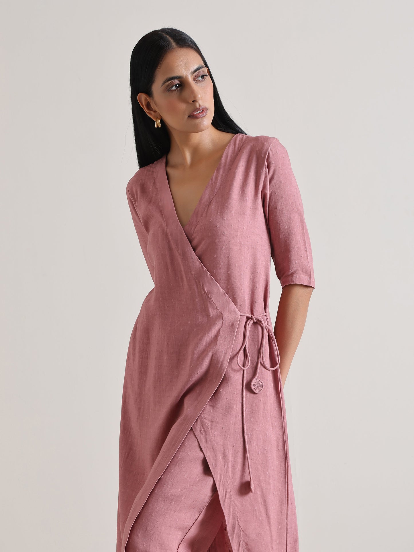 trueBrowns Mauve Angrakha Kurta Set | Swadesiicart
