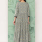 InWeave Women's Navy Top Bottom W Grey Bandhej Long Shrug Set - Swadesiicart