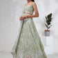 House of Panchhi Lime Green Chiffon Sequins And Thread Embroidery Lehenga Choli & Dupatta | Swadesiicart