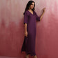 trueBrowns Purple Modal Pleated Kurta Set | Swadesiicart