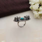 trueBrowns Silver Tone Abstract Oval Ring | Swadesiicart