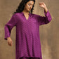 trueBrowns Purple Bandhani Printed Silk Co-Ord Set - Swadesiicart