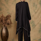 InWeave Women's Black Trangle Maroon Patch Work Assymentrical Kurta Set - Swadesiicart
