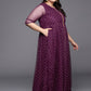 Ahalyaa Plus Size Round neck Net Maxi Ethnic Dress | Swadesiicart