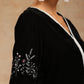 trueBrowns Black Velvet Sleeve Embroidered Kurta | Swadesiicart