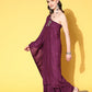InWeave Women's Wine Mirror Work One Shoulder Kurta Set - Swadesiicart