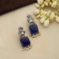 trueBrowns Silver Tone Turquise Stone Earrings - Swadesiicart