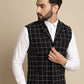 Even Apparels Men's Black Wool Waistcoat with Notched Lapel | Swadesiicart