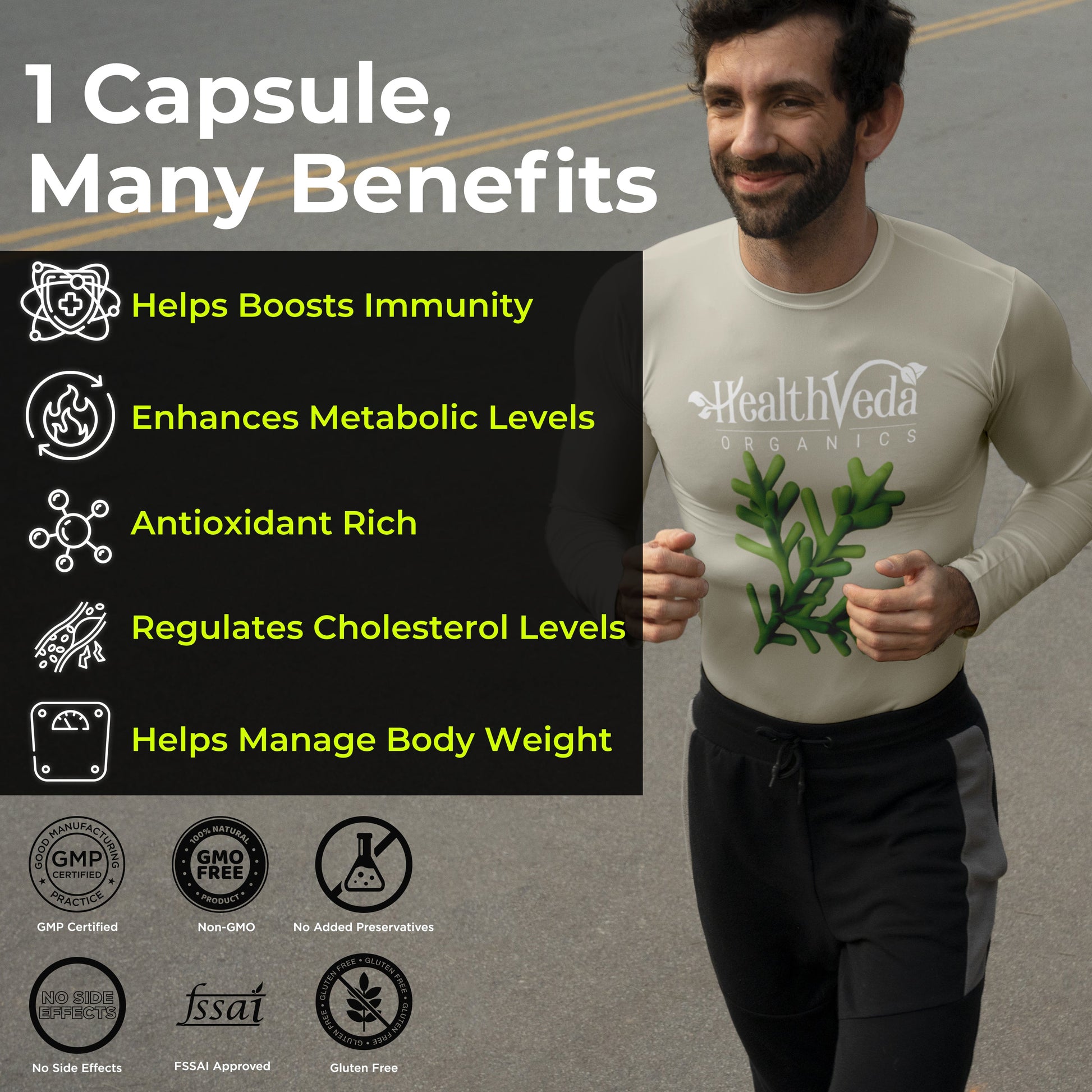 Health Veda Organics Spirulina Capsules - Swadesiicart