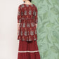 InWeave Women's Brick Rust Boota Sharara Set - Swadesiicart
