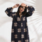 trueBrowns Black Cotton Print Short Dress | Swadesiicart