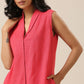 trueBrowns Bright Pink Slub Texture Sleevesless Jacket Pant Set | Swadesiicart