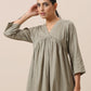 trueBrowns Cotton Olive Green Flared Slit Kurta Pant Set | Swadesiicart