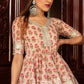 Pomcha Jaipur Peach Hand Block Cotton Sharara Set | Swadesiicart