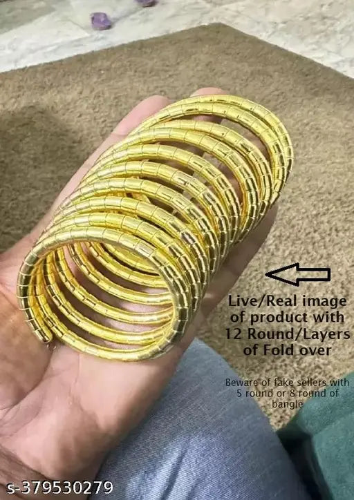 Tehzeeb Creations Women's Golden Viral Spiral Bangle For Girl And Women - Swadesiicart
