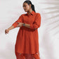 trueBrowns Orange Cotton Solid Shirt Kurta Co-ord Set - Swadesiicart