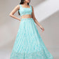 House of Panchhi Turquoise Blue Georgette Sequinse Embroidery Lehenga Choli & Dupatta | Swadesiicart