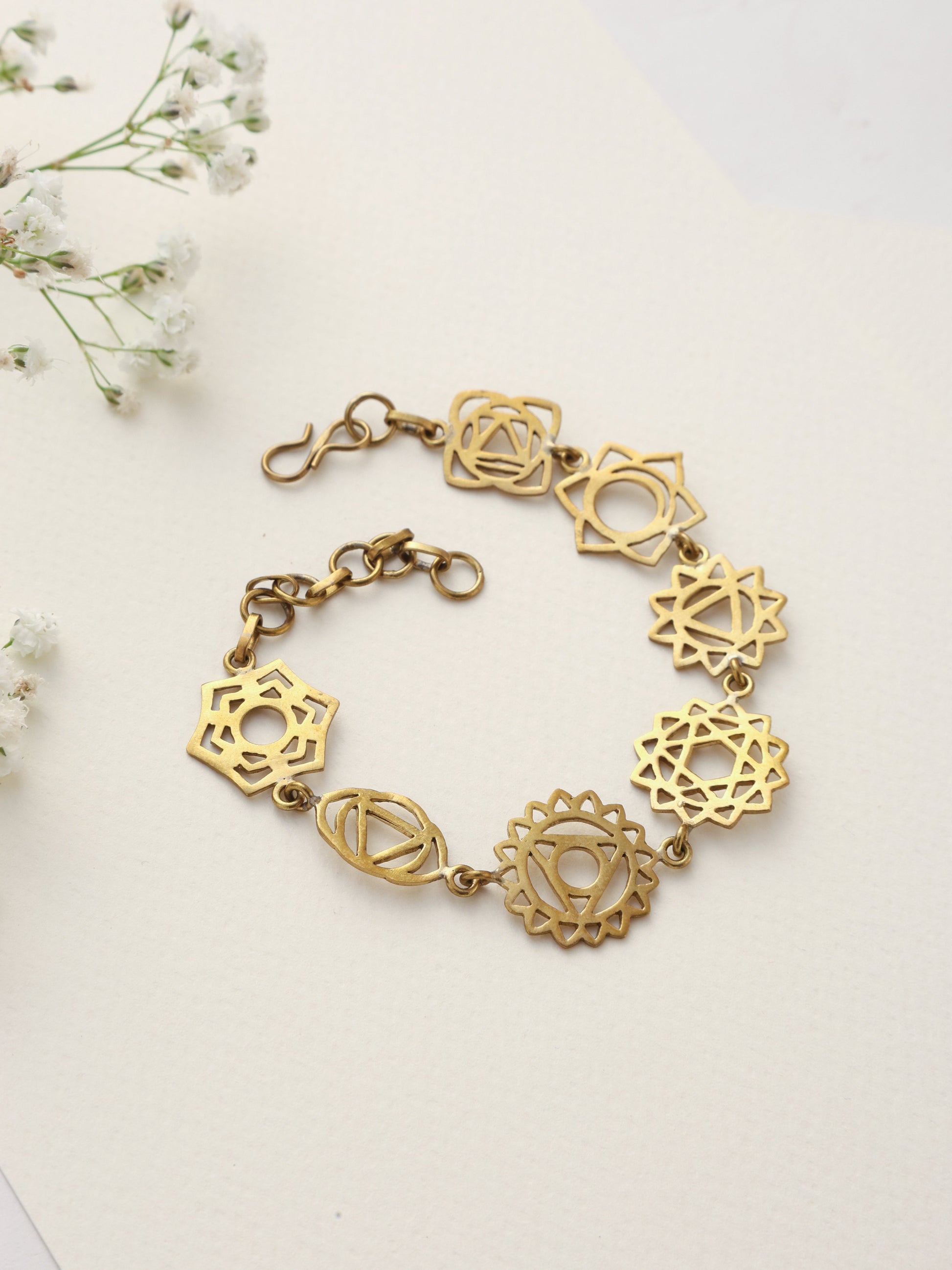 trueBrowns Brass Mandala Braclette - Swadesiicart