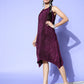 InWeave Women's Wine Pleated Dress - Swadesiicart