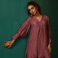 trueBrowns Light Mauve Silk Front Pleat Co-ord Set - Swadesiicart