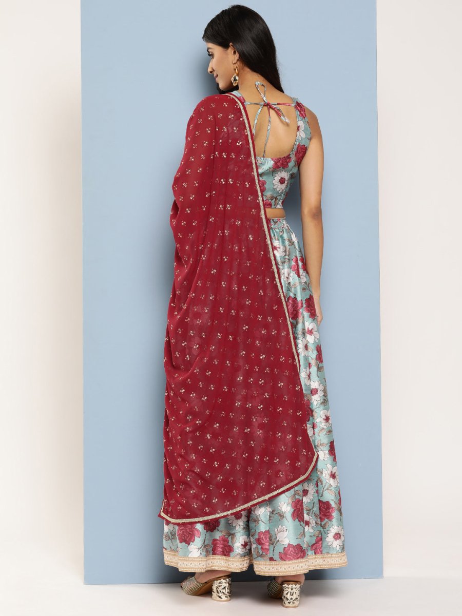 Ahalyaa Printed Ready to Wear Lehenga & Blouse With Dupatta | Swadesiicart