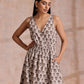 trueBrowns Clay Dabu Buta Print Cotton Sleeveless Wrap Dress | Swadesiicart