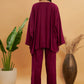 InWeave Women's Jam Wine Solid Boho Full Sleeve Coord Set - Swadesiicart
