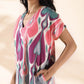 trueBrowns Green Cotton Ikat Slit Dress | Swadesiicart
