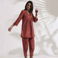 trueBrowns Pink Slub Pleated Co-ord Set - Swadesiicart