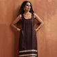 trueBrowns Brown Metallic Straight Kurta Set | Swadesiicart