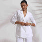 trueBrowns White Cotton Schiffli Jacket Co-ord Set - Swadesiicart
