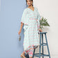 Ahalyaa Women Sea Green Floral Printed Gotta Patti Kurta with Trousers | Swadesiicart