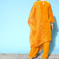 InWeave Women's Mustard Velvet Kurta Set With Mustard Kota Bandhani Dupatta - Swadesiicart