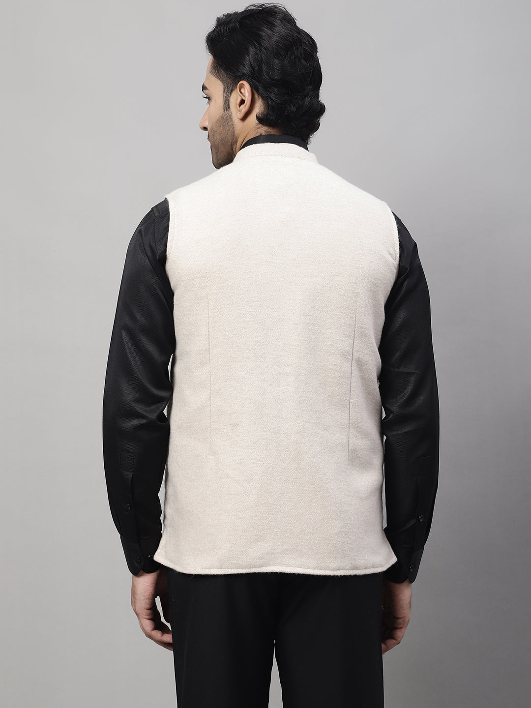 Even Apparels Men's Cream Pure Wool Nehru Jacket | Swadesiicart