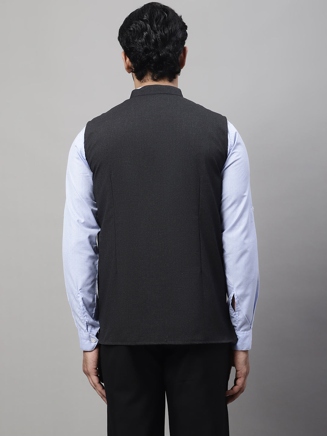 Even Apparels Men's Grey Nehru Jacket With Welt Pockets | Swadesiicart