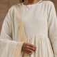 trueBrowns Ivory Gold Cotton Anarkali Set | Swadesiicart