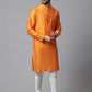 Even Apparels Orange Solid Kurta With Band Collar | Swadesiicart