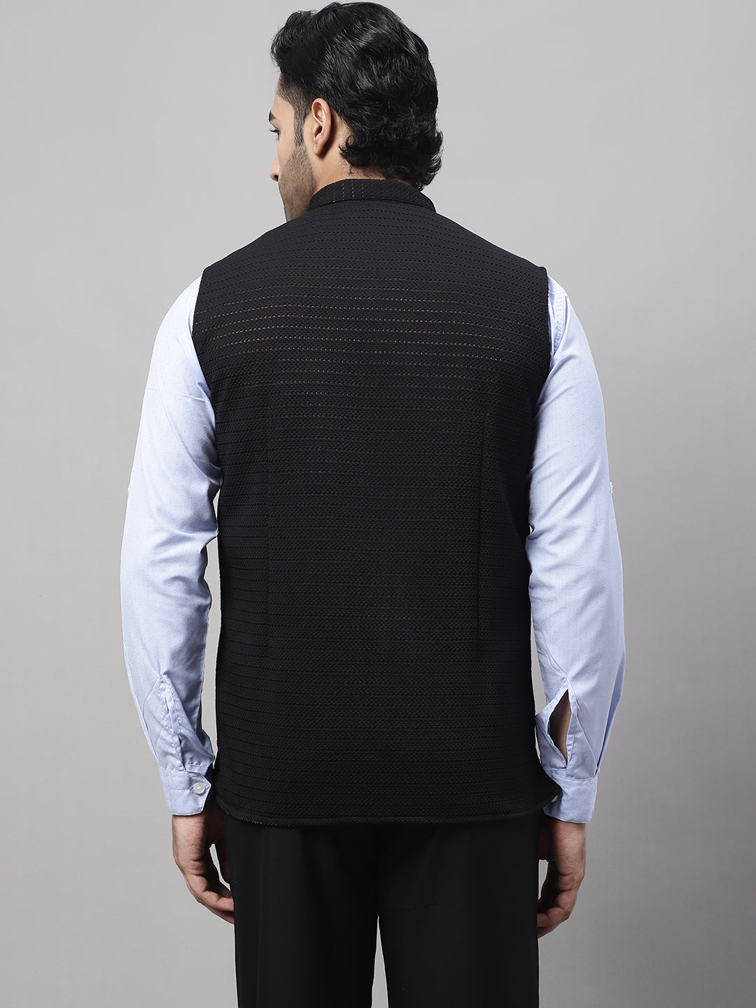 Even Apparels Men's Black Nehru Jacket With Welt Pockets | Swadesiicart