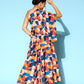 InWeave Women's Multi Geometric Print One Shoulder Top With Palazzo Set - Swadesiicart
