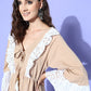 InWeave Women's Beige Lacy Short Dress - Swadesiicart