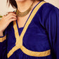 InWeave Women's Royal Blue Mughal Shaan Style Velvet Short Kurta Set - Swadesiicart