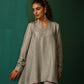 trueBrowns Grey Silk Flared Co-ord Set - Swadesiicart